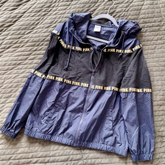 Victoria’s Secret Pink Black and Gold Oversized Mesh Zip-up Jacket - Picture 4 of 8